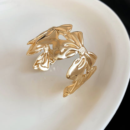 金屬光面紋路開口手鐲休閑時尚潮流氣質百搭手環輕奢高級感手飾女