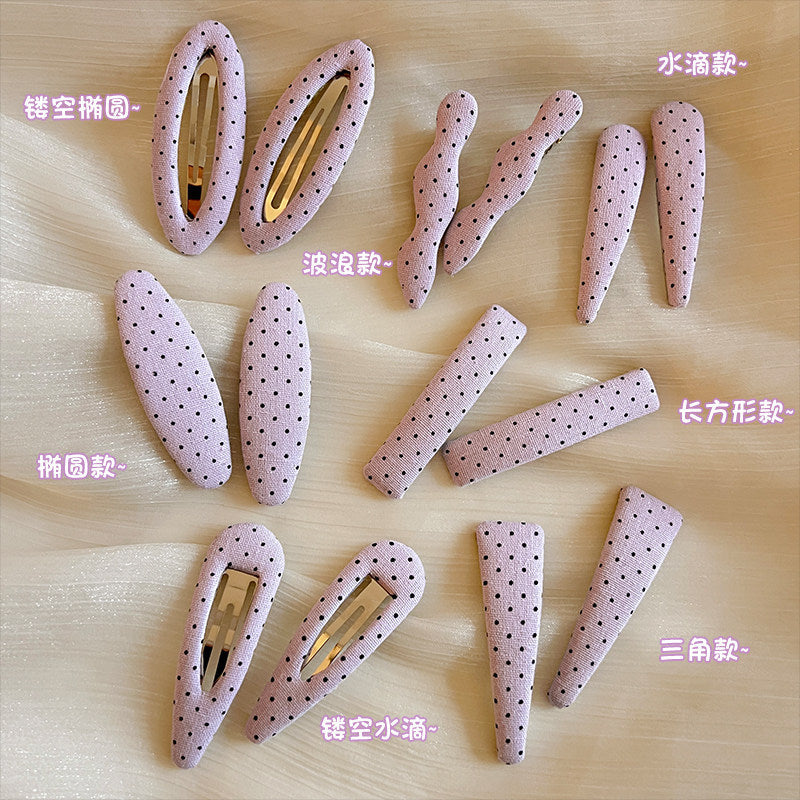 紫色波點一字髮夾－商品主圖｜https://igowo.tw/