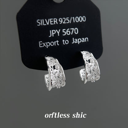 蕾絲鋯石幾何微鑲耳環－商品主圖｜https://igowo.tw/