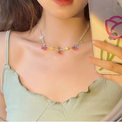 夏日彩色星星串珠吊墜項鏈女甜美小清新鎖骨鏈度假風小眾百搭項飾