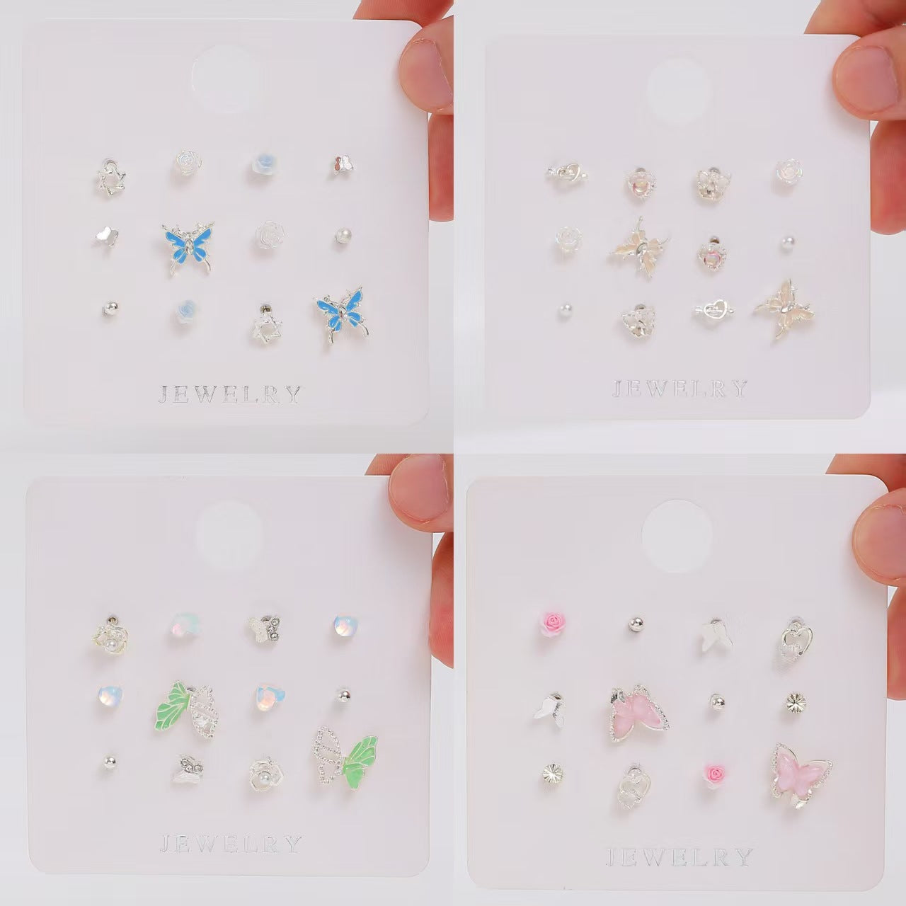 粉色蝴蝶耳釘－第二視角實拍｜https://igowo.tw/