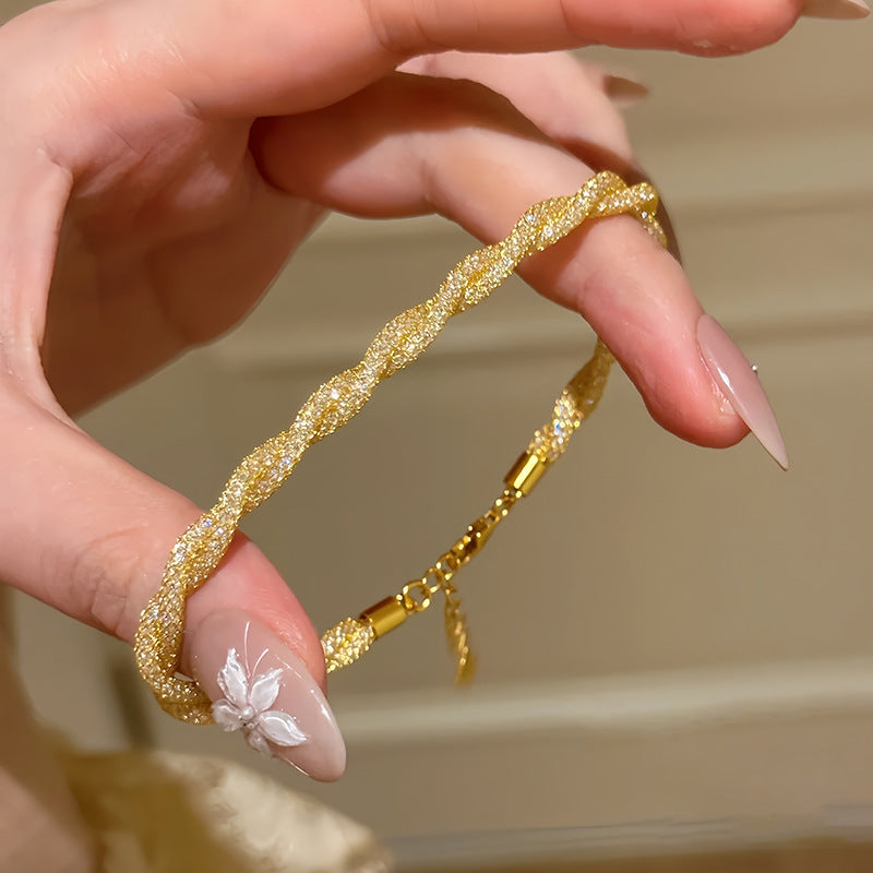 意大利錢袋子纏繞鋯石手鏈歐美時尚小眾設計感手環輕奢高級感飾品