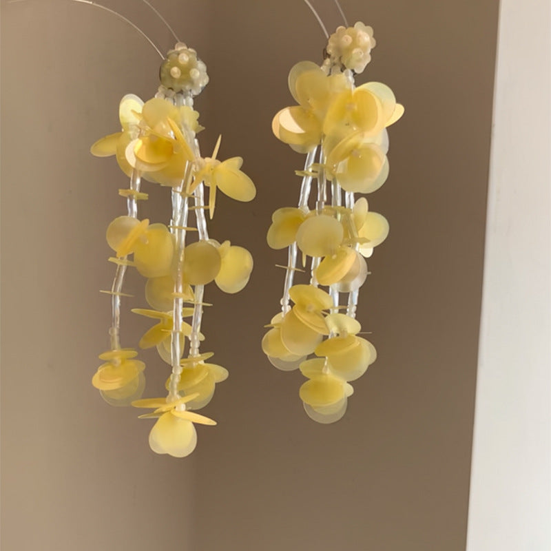 「梅子花」春日氛圍感串珠流蘇花朵耳釘女海邊度假風耳環小眾耳飾