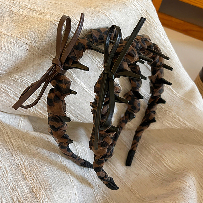 網紗豹紋復古髮箍－商品主圖｜https://igowo.tw/