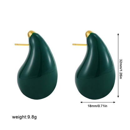 繽紛琺瑯水滴復古耳釘－細節特寫15｜https://igowo.tw/