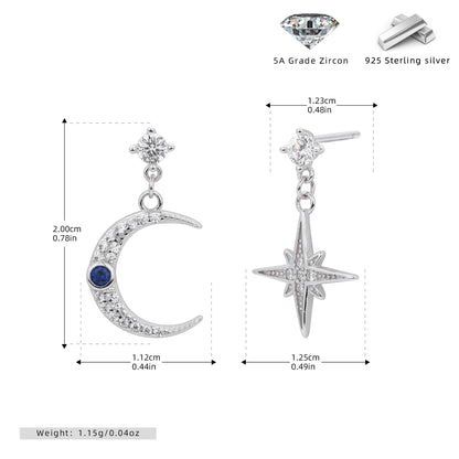 S925 新款時尚星月款耳釘氣質流行百搭高級感耳飾品