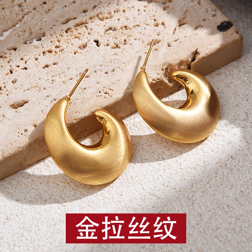 金屬拉絲磨砂耳釘