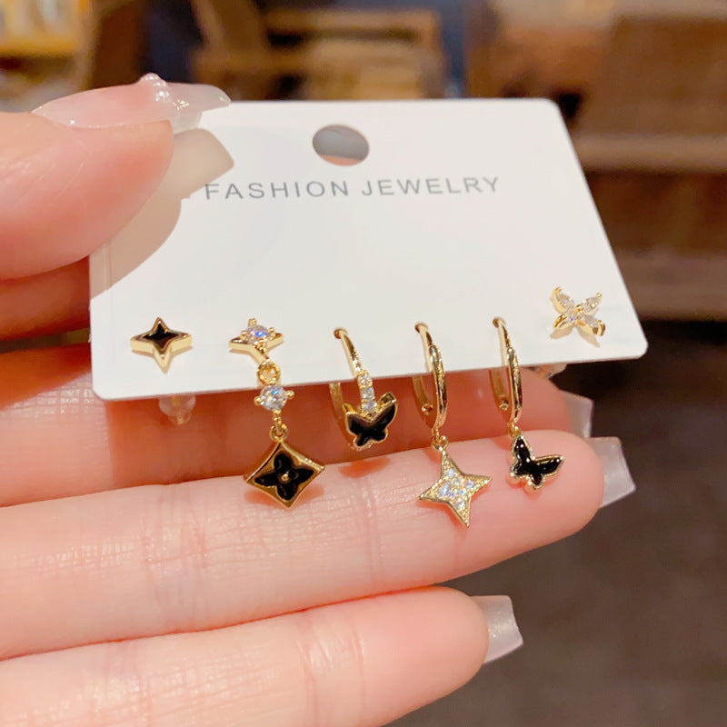 星星蝴蝶復古耳扣套組