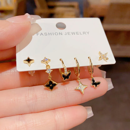 星星蝴蝶復古耳扣套組