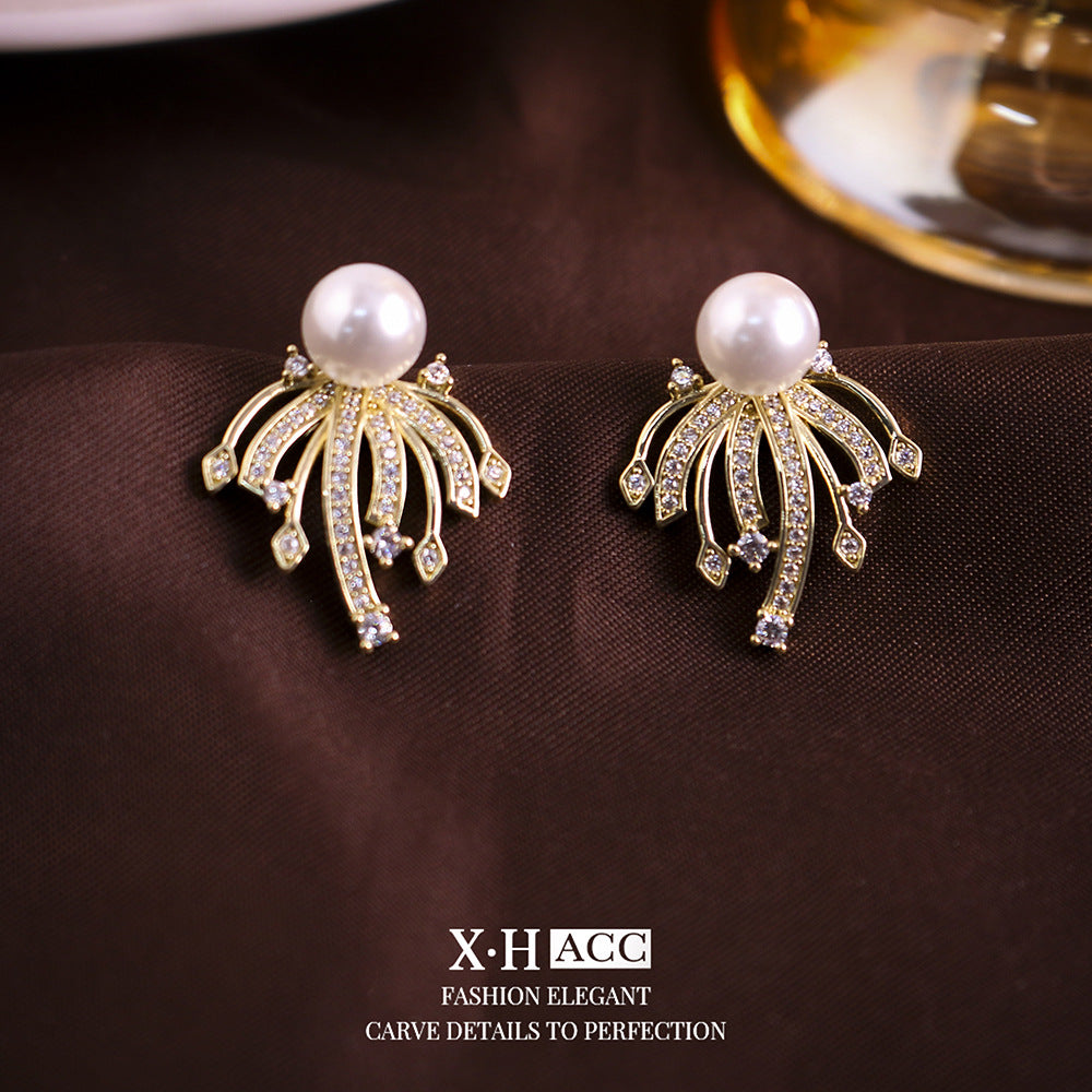 珍珠鋯石耳釘