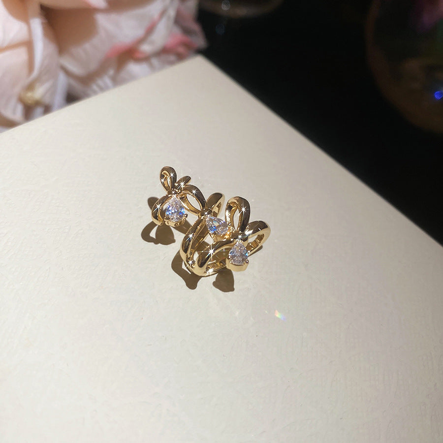 18k真金電鍍鋯石星星耳夾女無耳洞時尚小眾ins耳骨夾輕奢氣質耳飾