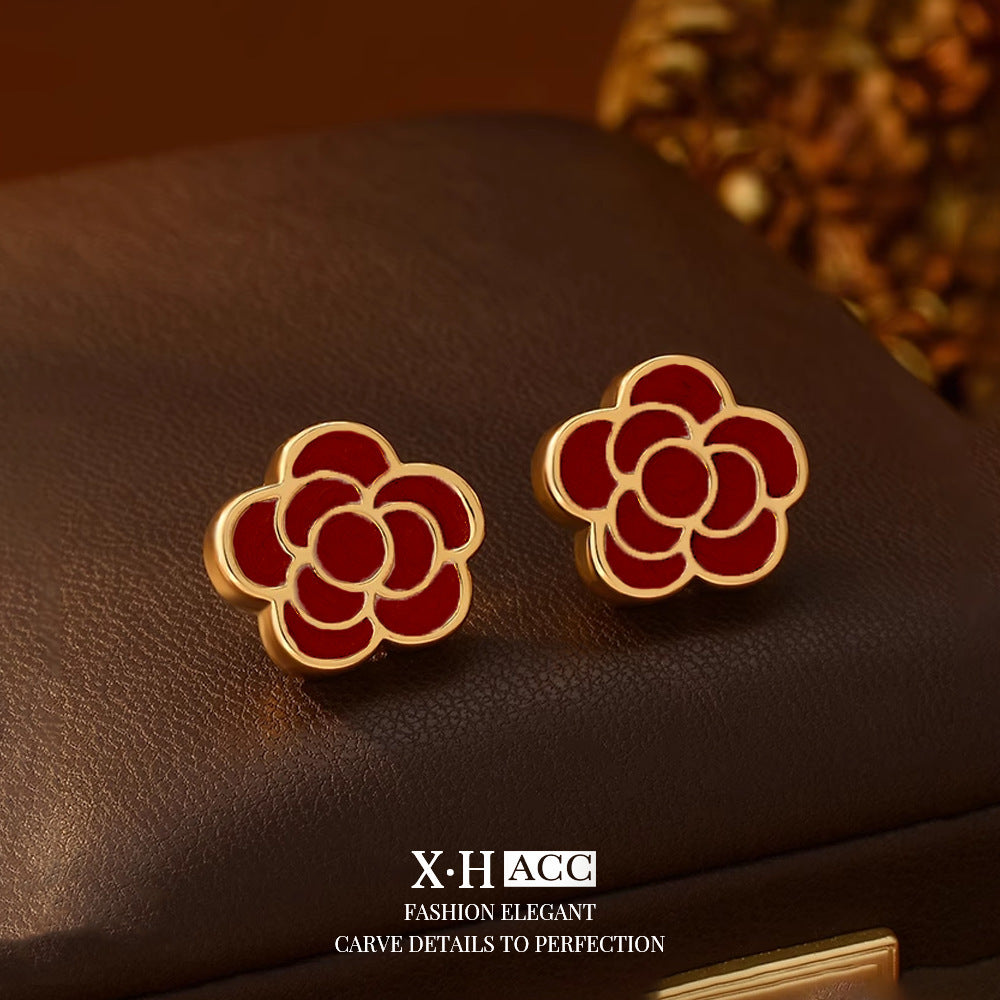 復古紅琺瑯愛心耳環－細節特寫24｜https://igowo.tw/