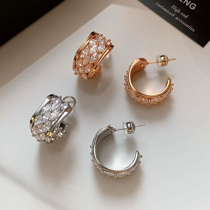 金色鋯石復古電鍍耳釘－商品主圖｜https://igowo.tw/
