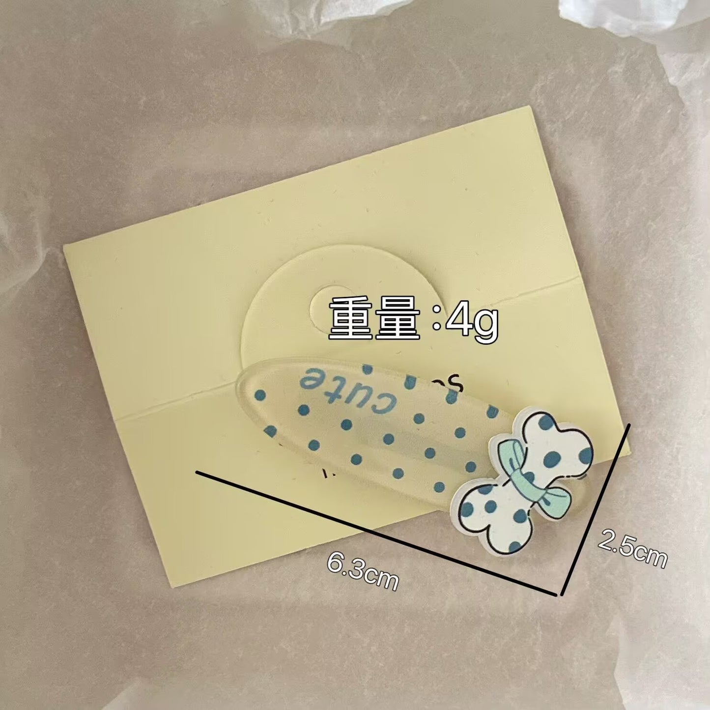 壓克力小狗卡通髮夾－粉色骨頭髮夾款細節2｜https://igowo.tw/