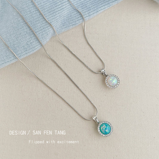 鋯石圓形微鑲項鍊－商品主圖｜https://igowo.tw/