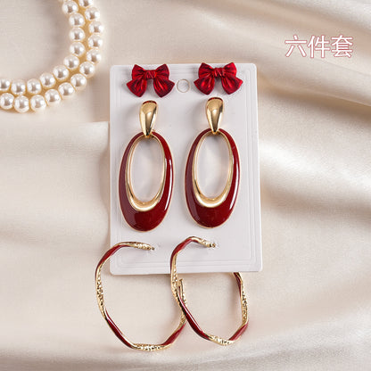紅色布面花朵誇張耳環－細節特寫21｜https://igowo.tw/