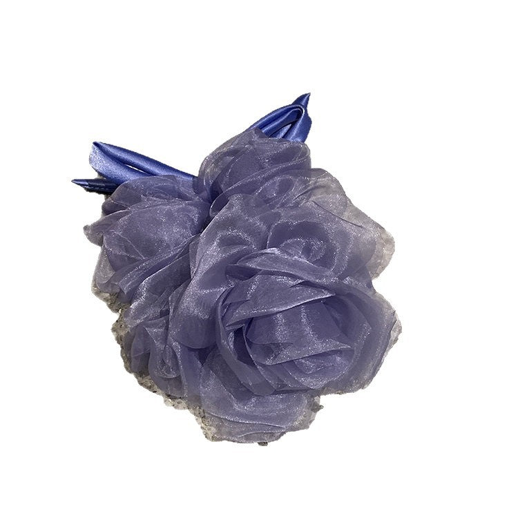 網紗花朵髮圈－黑色款細節｜https://igowo.tw/