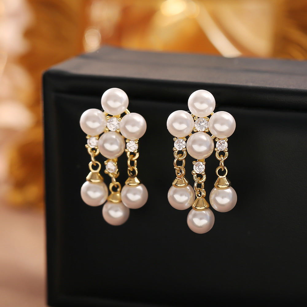 珍珠流蘇耳釘－商品主圖｜https://igowo.tw/
