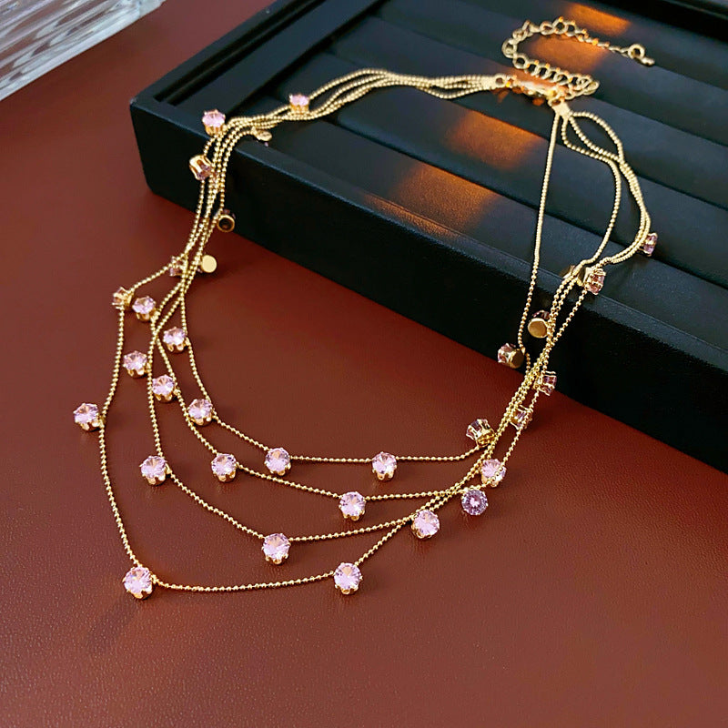 鋯石圓形多層項鍊