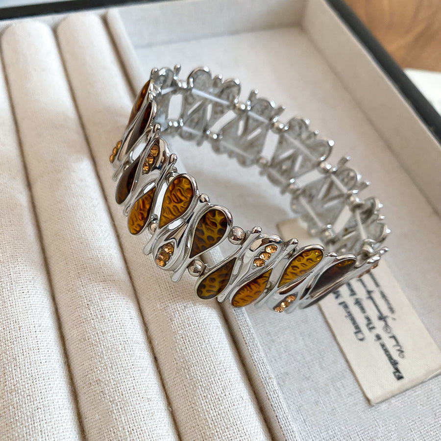 滴油水滴拼接彈力手鏈歐美復古氣質時尚手串手環輕奢高級感手飾女
