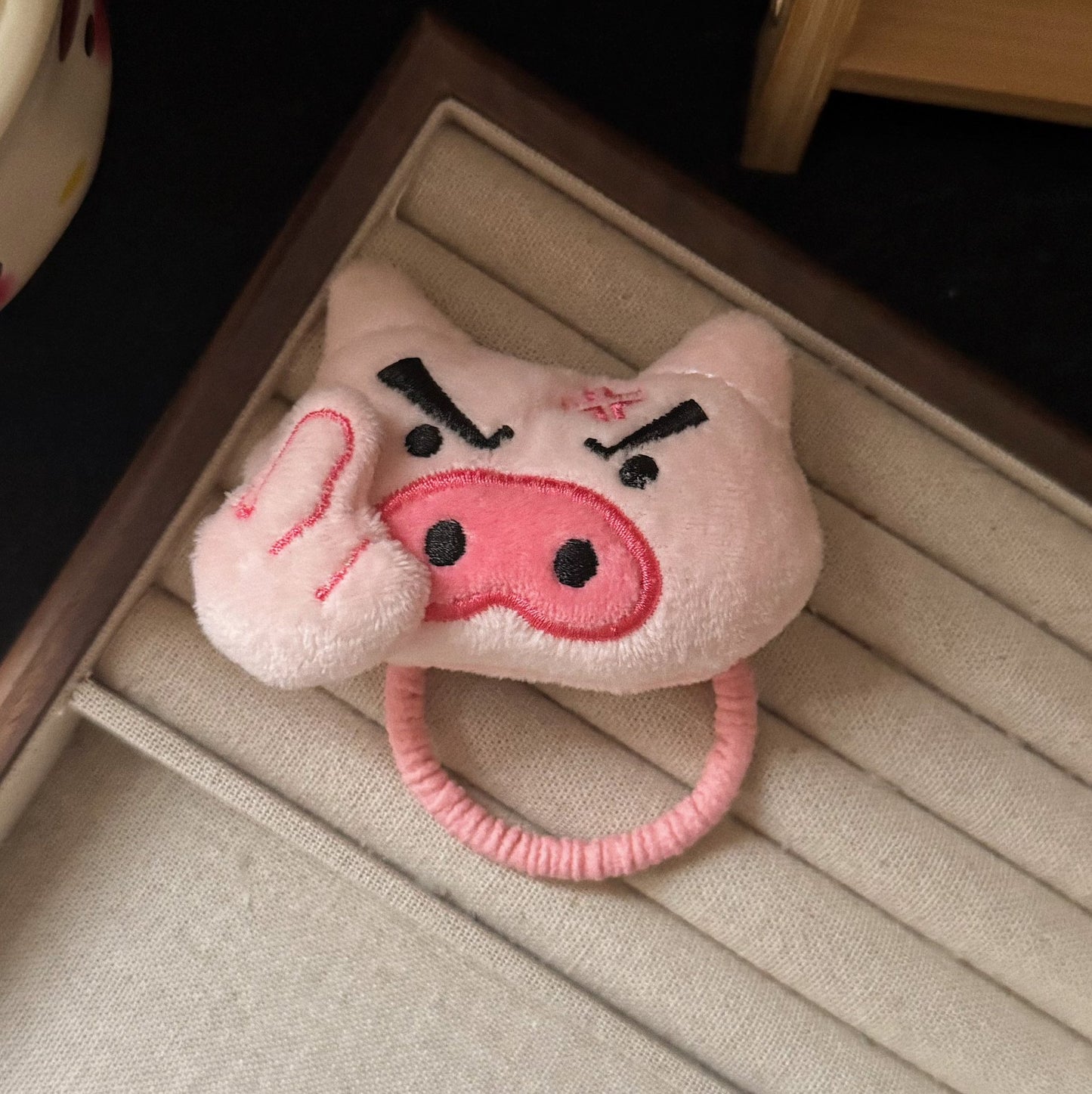 粉色卡通髮圈