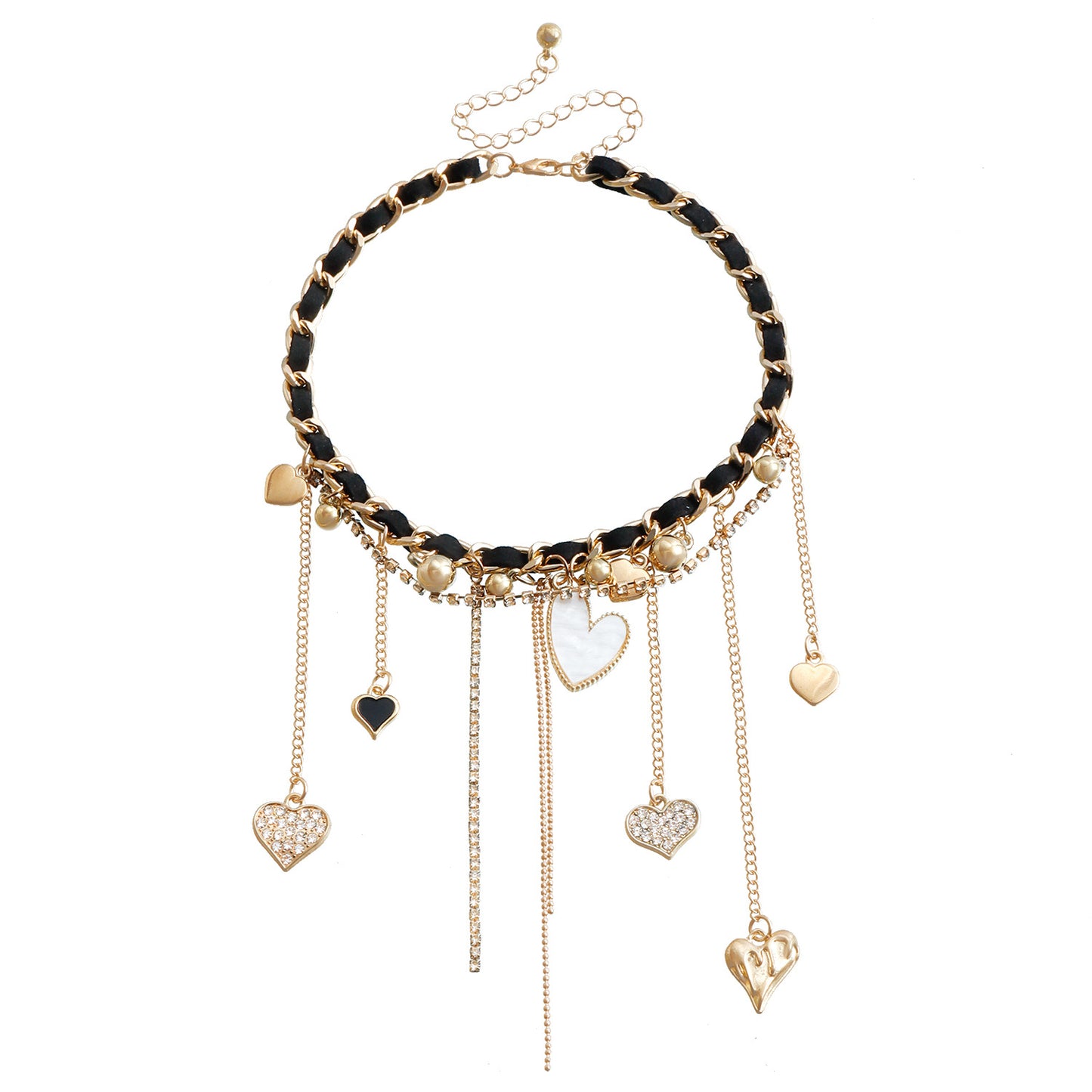 愛心十字流蘇鑲鑽項鍊
