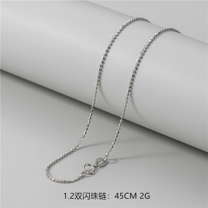S925純銀鍍白金裸鏈配鏈簡約多款時髦個性45厘米鎖骨鏈銀飾