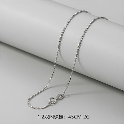 S925純銀鍍白金裸鏈配鏈簡約多款時髦個性45厘米鎖骨鏈銀飾