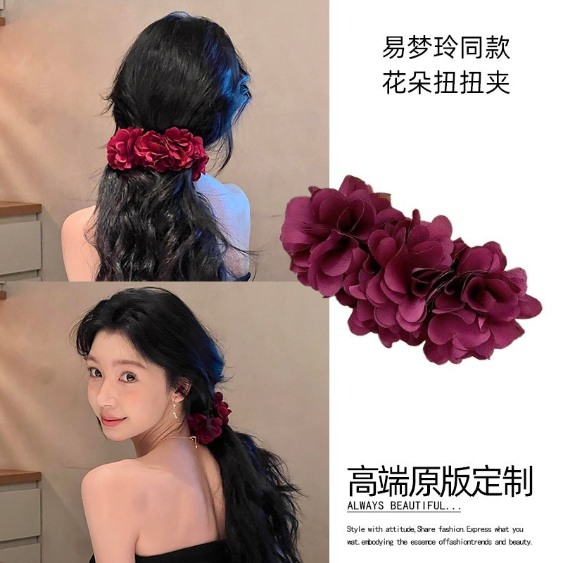 紅色花朵髮夾－商品主圖｜https://igowo.tw/