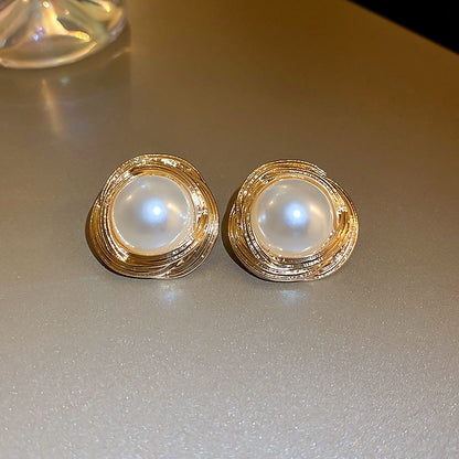 金色珍珠方形流蘇耳環－24#銀針-白色款細節22｜https://igowo.tw/