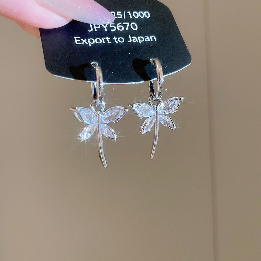 鋯石花朵蝴蝶吊墜流蘇耳扣時尚百搭氣質耳墜耳環輕奢高級感耳飾女