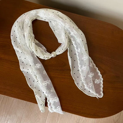 簡約經典飾品－絲巾-綠色-白色-格紋款細節｜https://igowo.tw/