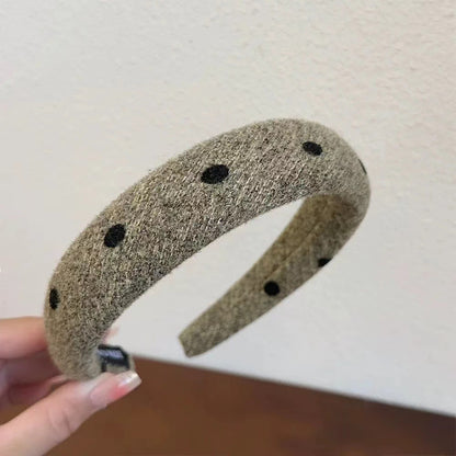 灰色波點復古髮箍