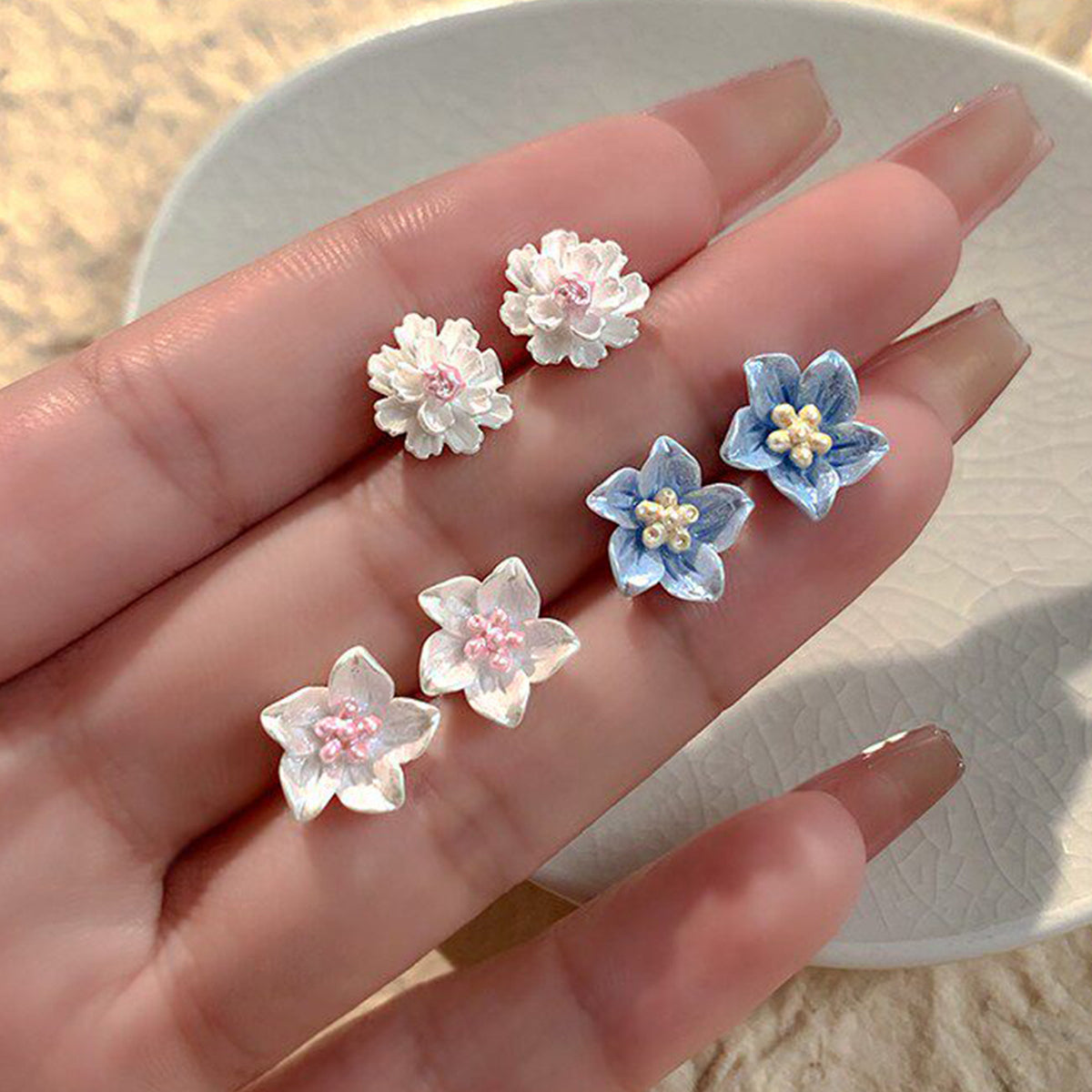 山茶花簡約耳釘