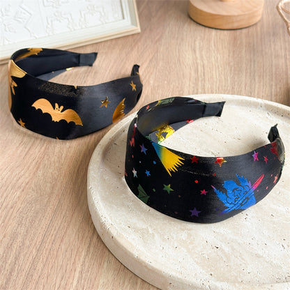 金色星星蝙蝠髮箍－寬版彩色掃把款細節｜https://igowo.tw/