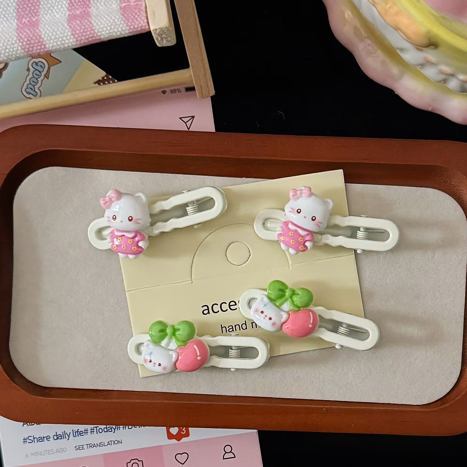 櫻桃小熊髮夾－商品主圖｜https://igowo.tw/