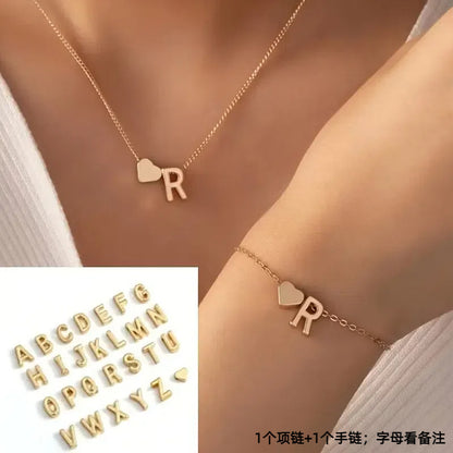 金屬字母復古項鍊套組－KC金#A款實拍｜https://igowo.tw/