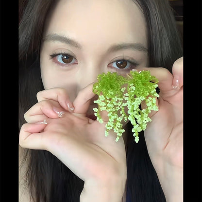 度假風水滴拉菲草耳環小清新時尚簡約百搭耳釘設計感小眾耳飾批發