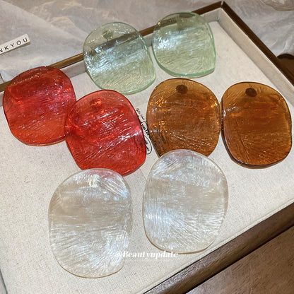 銀針不規則橢圓形樹脂耳環夸張高級感耳釘氣質百搭耳飾設計感小眾