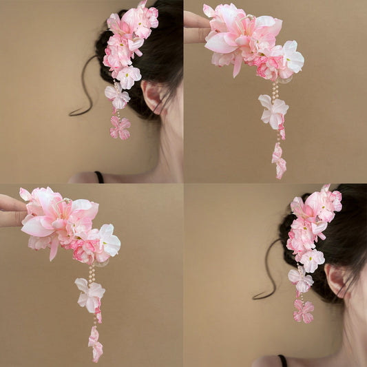 花之盛夏~超仙優雅布藝花朵發夾海邊度假風鴨嘴夾輕奢氣質發飾女
