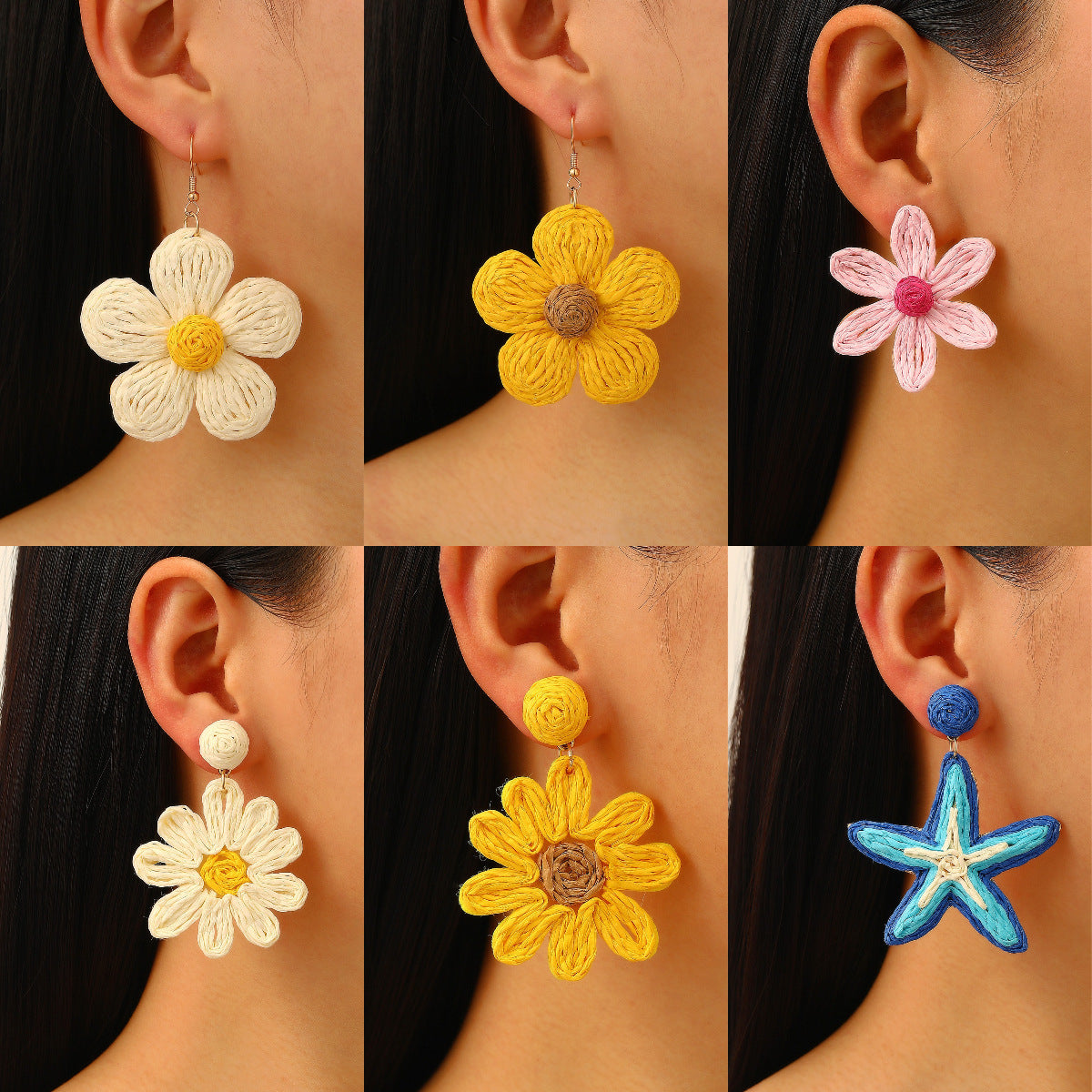 繽紛海星花朵編織耳環－商品主圖｜https://igowo.tw/