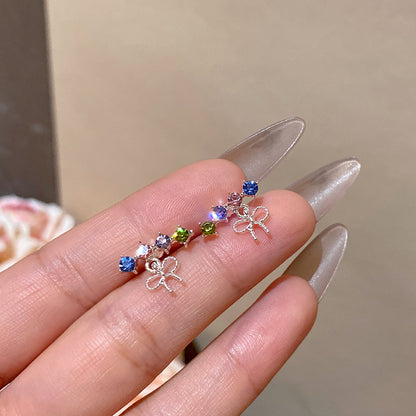 甜美氣質彩色閃鑽耳釘