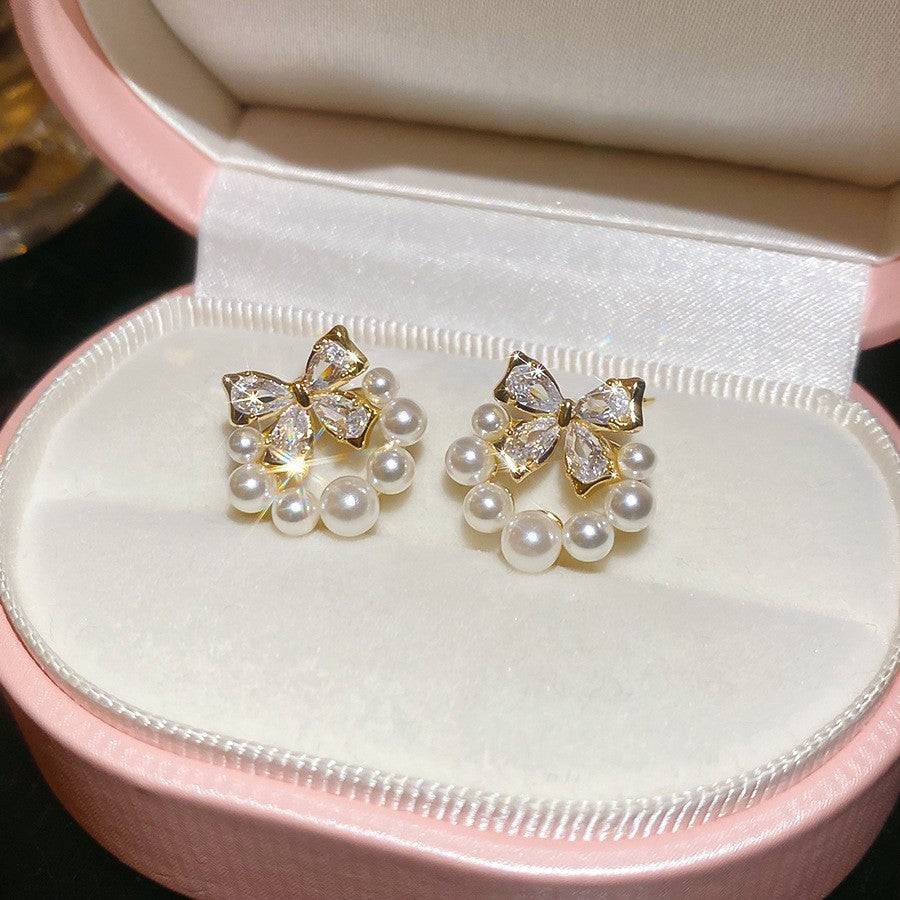 韓系ins風銀針鋯石花朵耳釘甜美優雅日常通勤耳環輕奢高級感耳飾