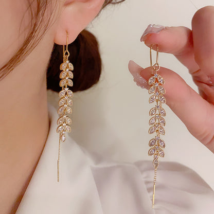 麥穗長版簡約耳線－商品主圖｜https://igowo.tw/