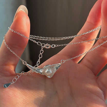 S925純銀韓版小眾設計感復古花花項鏈韓國風時髦簡約鎖骨鏈