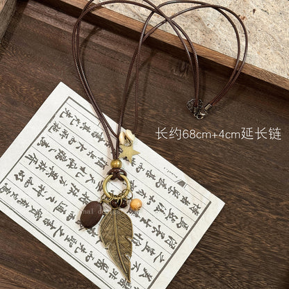 串珠圓形鏤空墜飾項鍊