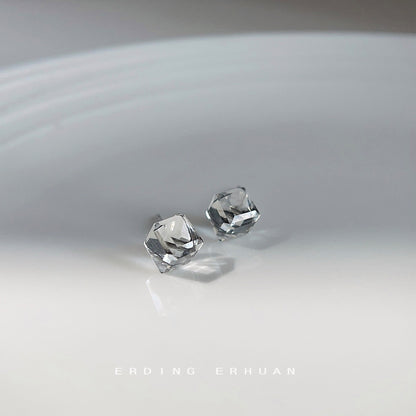 水晶玻璃方形簡約耳釘