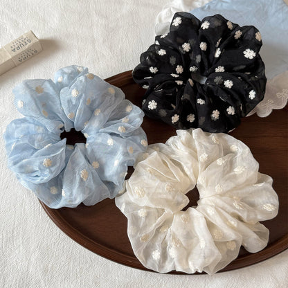 網紗大腸圈刺繡髮圈－商品主圖｜https://igowo.tw/