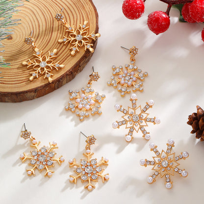 珍珠雪花鑲鑽耳環－細節特寫2｜https://igowo.tw/
