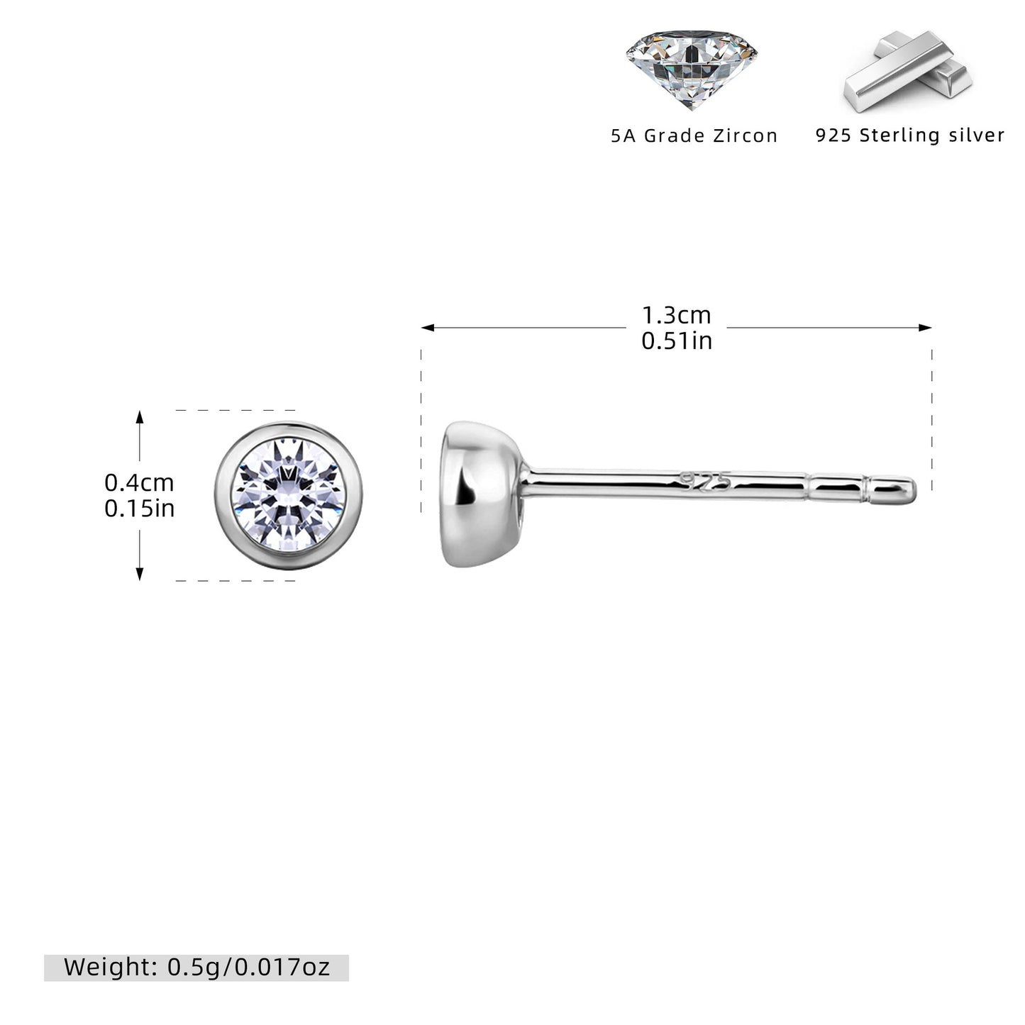 S925 耳釘包鑲圓形鋯石耳釘百搭時尚輕奢高級感飾品